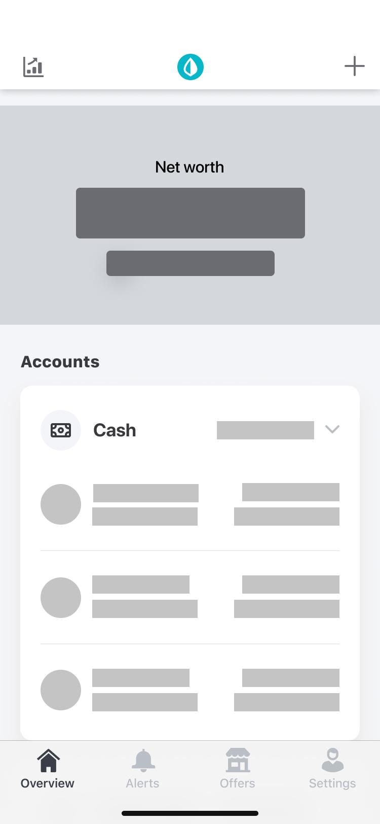 Hero drawer concept: Net worth dashboard