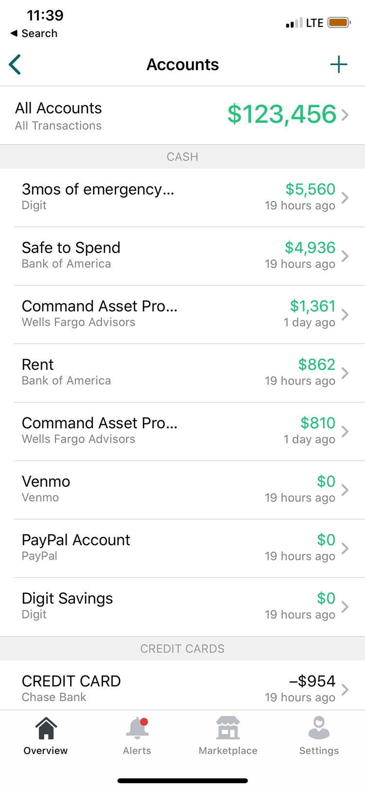 Mint accounts list