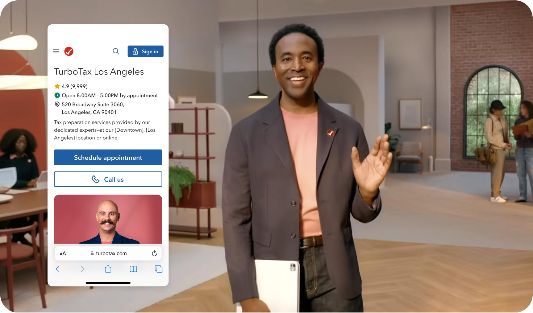 In-person TurboTax expert service at a retail location.